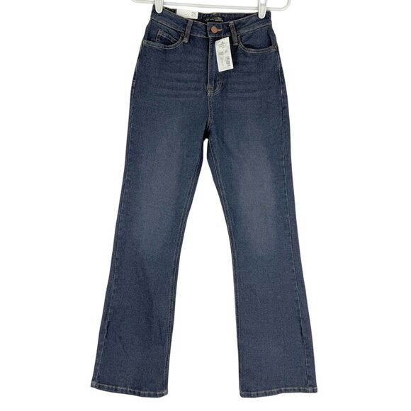 Black Tape Women's High Rise Relaxed Flared Leg Stretch Blue Jeans Size 25 NWT - Picture 1 of 10